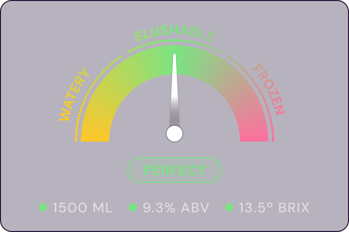 The Slushable app Slushometer reading a batch as Perfect.