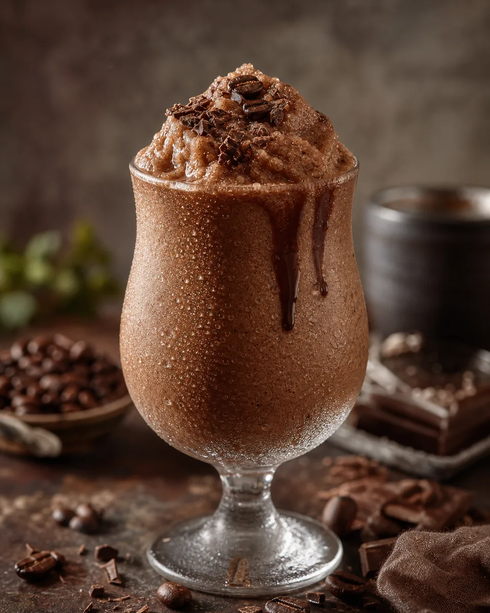 Bicerin coffee chocolate cream slush in a chilled glass