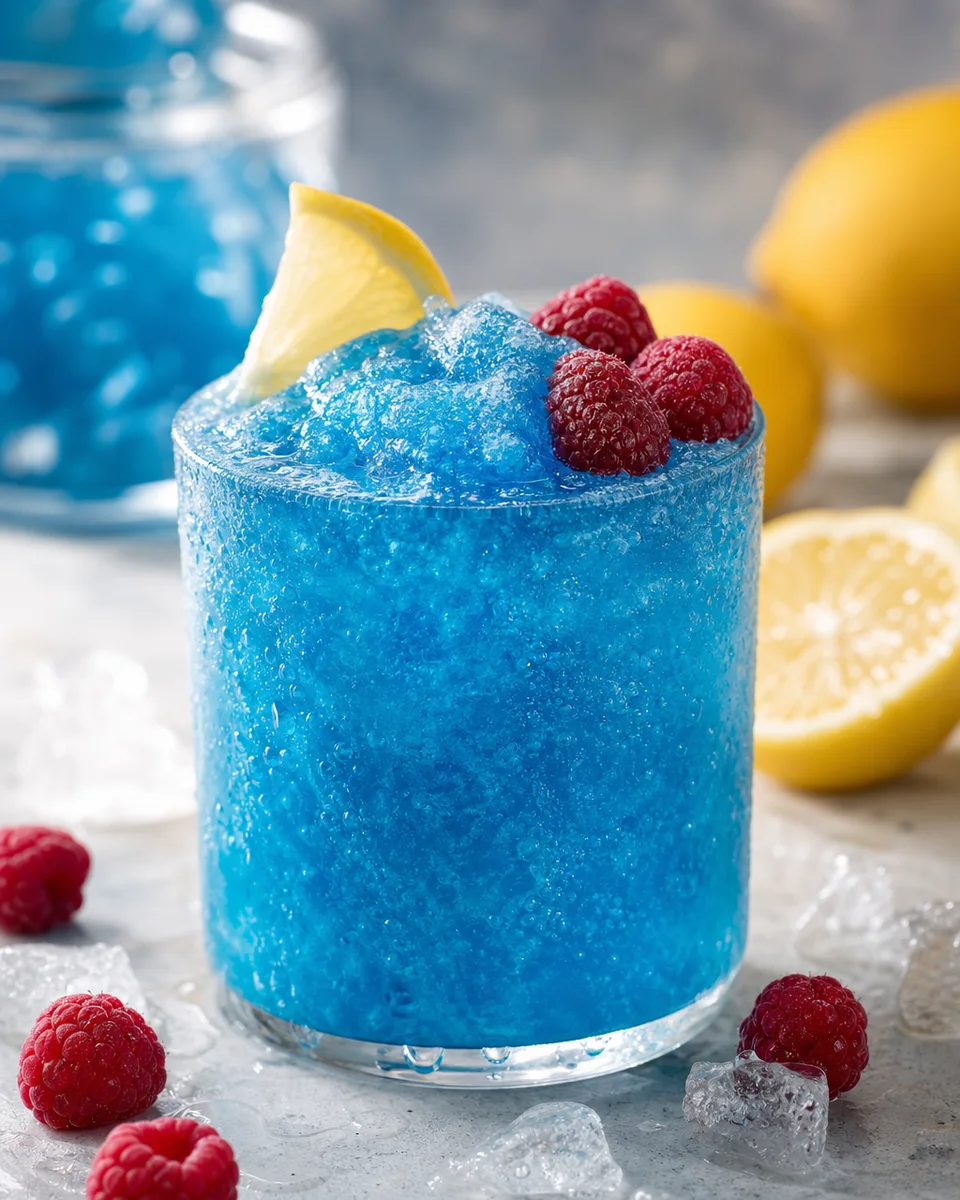 Blue Raspberry Lemonade Slush frozen slush drink