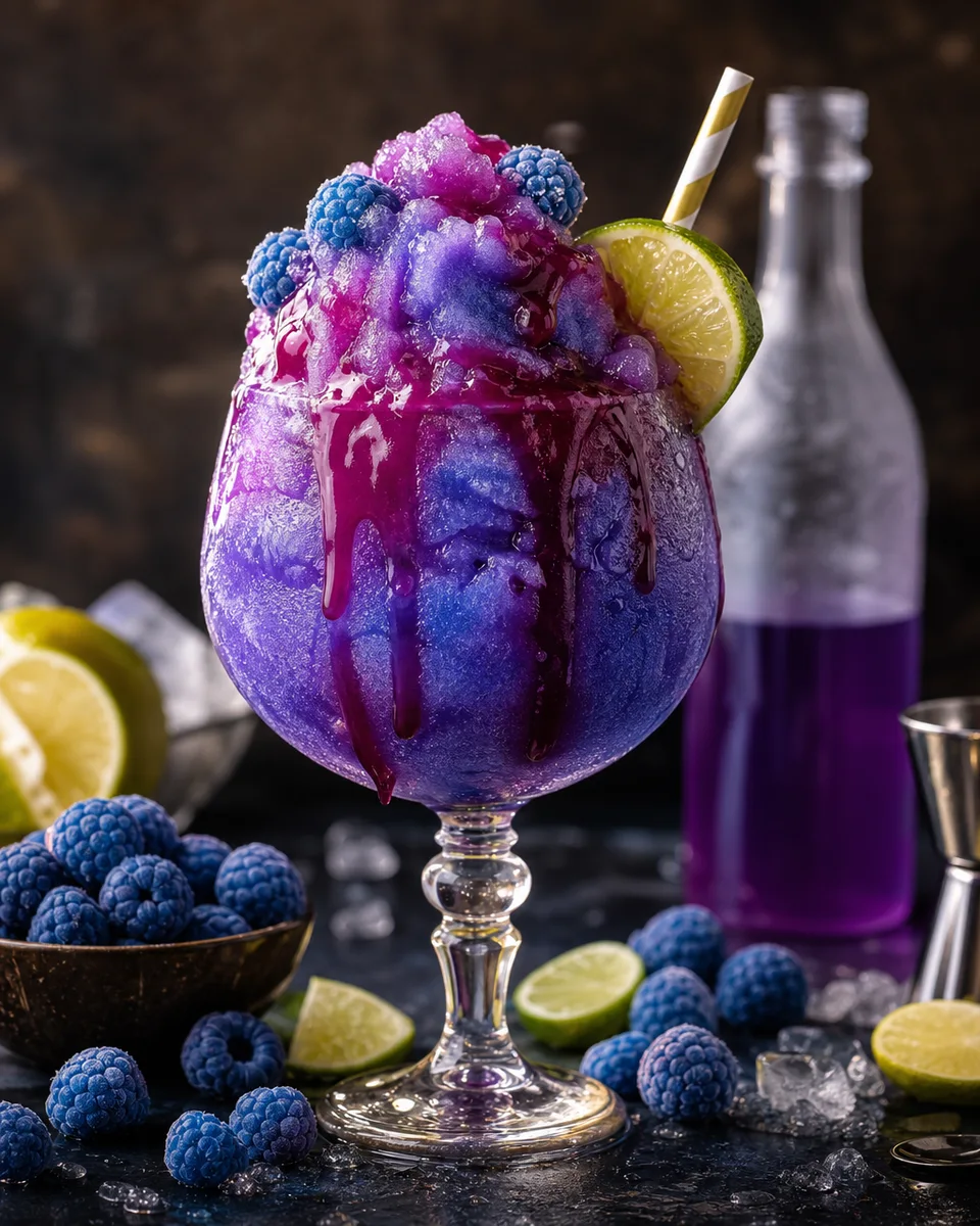 Blue Raspberry Spiked Slush Cocktail Recipe frozen slush drink