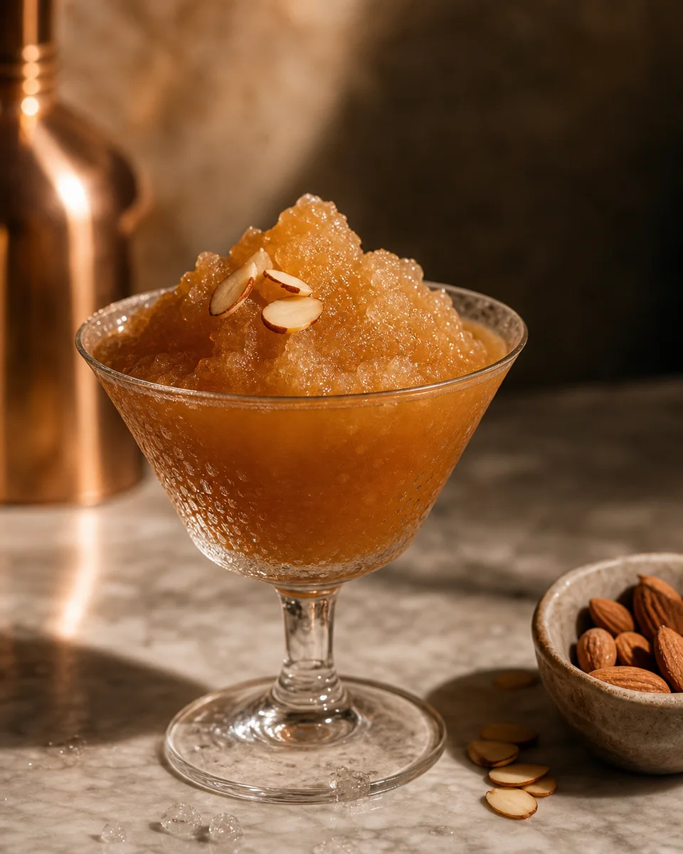 French Connection Slush with an amber cognac and amaretto mixture in a chilled glass