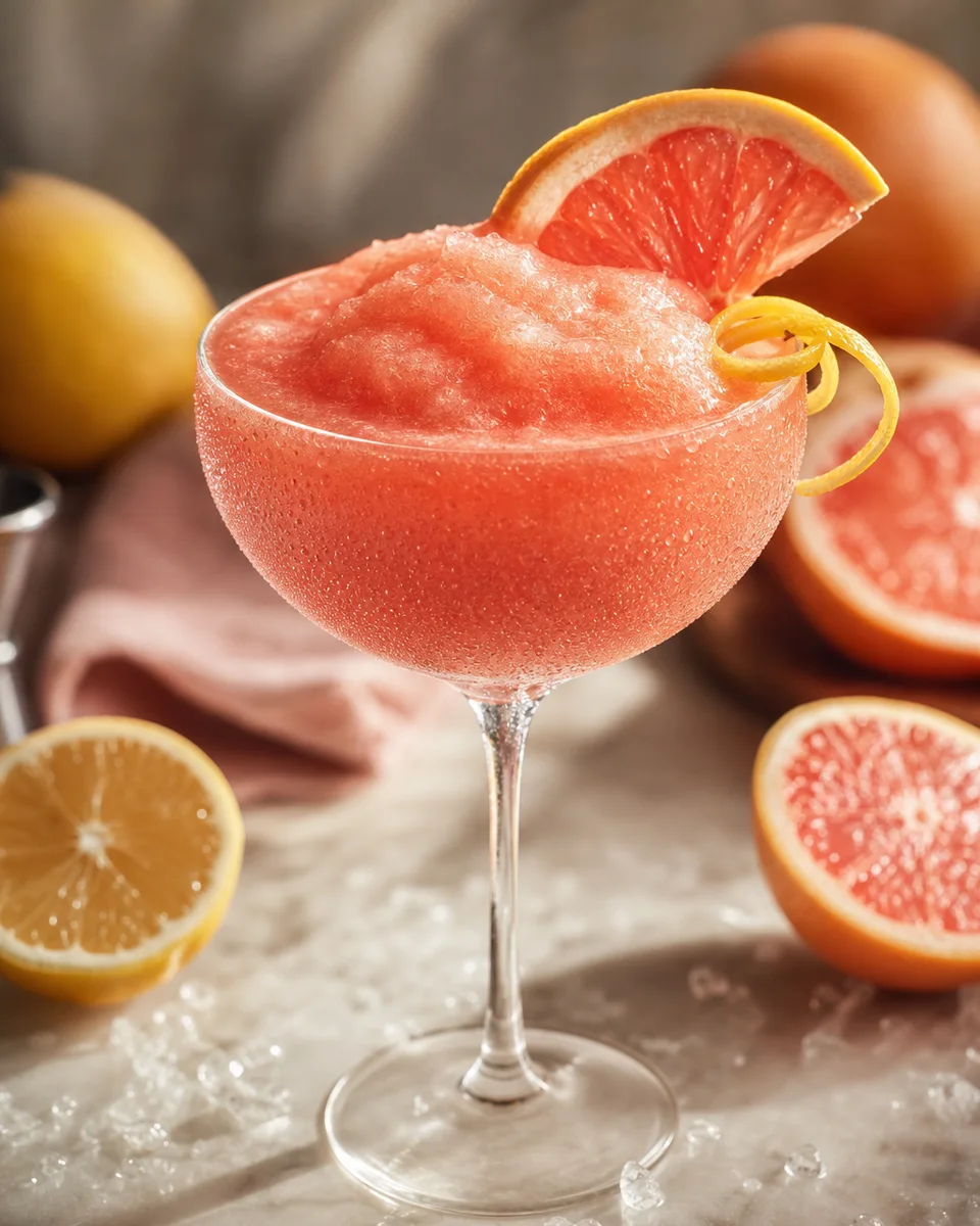 Grapefruit Gin Sour Mocktail in a glass with a pale pink citrus finish