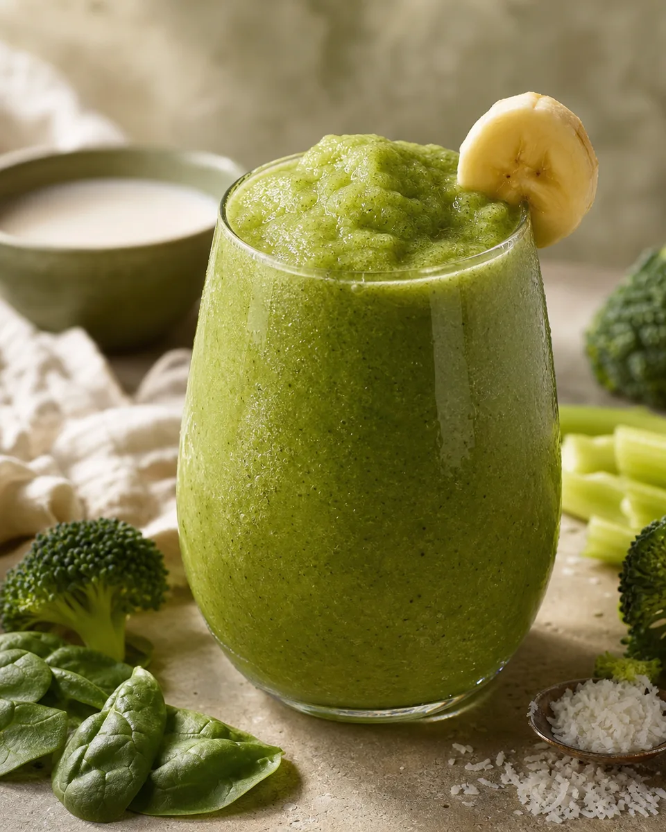 Green Banana Breakfast Smoothie served cold with a creamy green texture