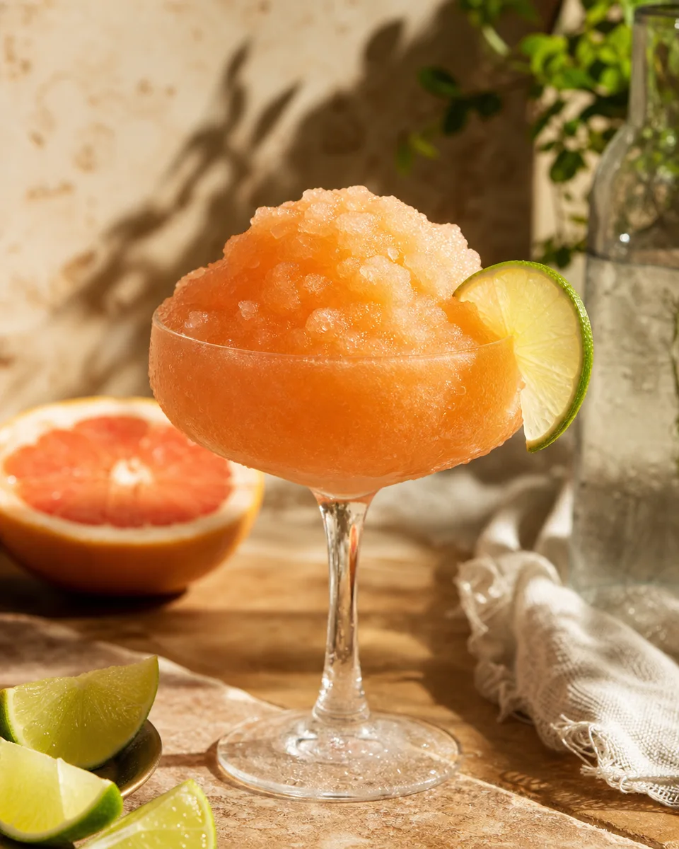Hemingway Special Slush with pale grapefruit-orange color in a chilled glass