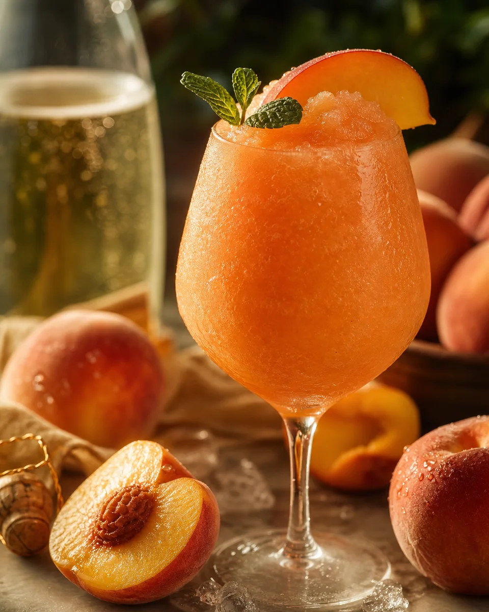 Peach Prosecco Bellini Slush frozen slush drink