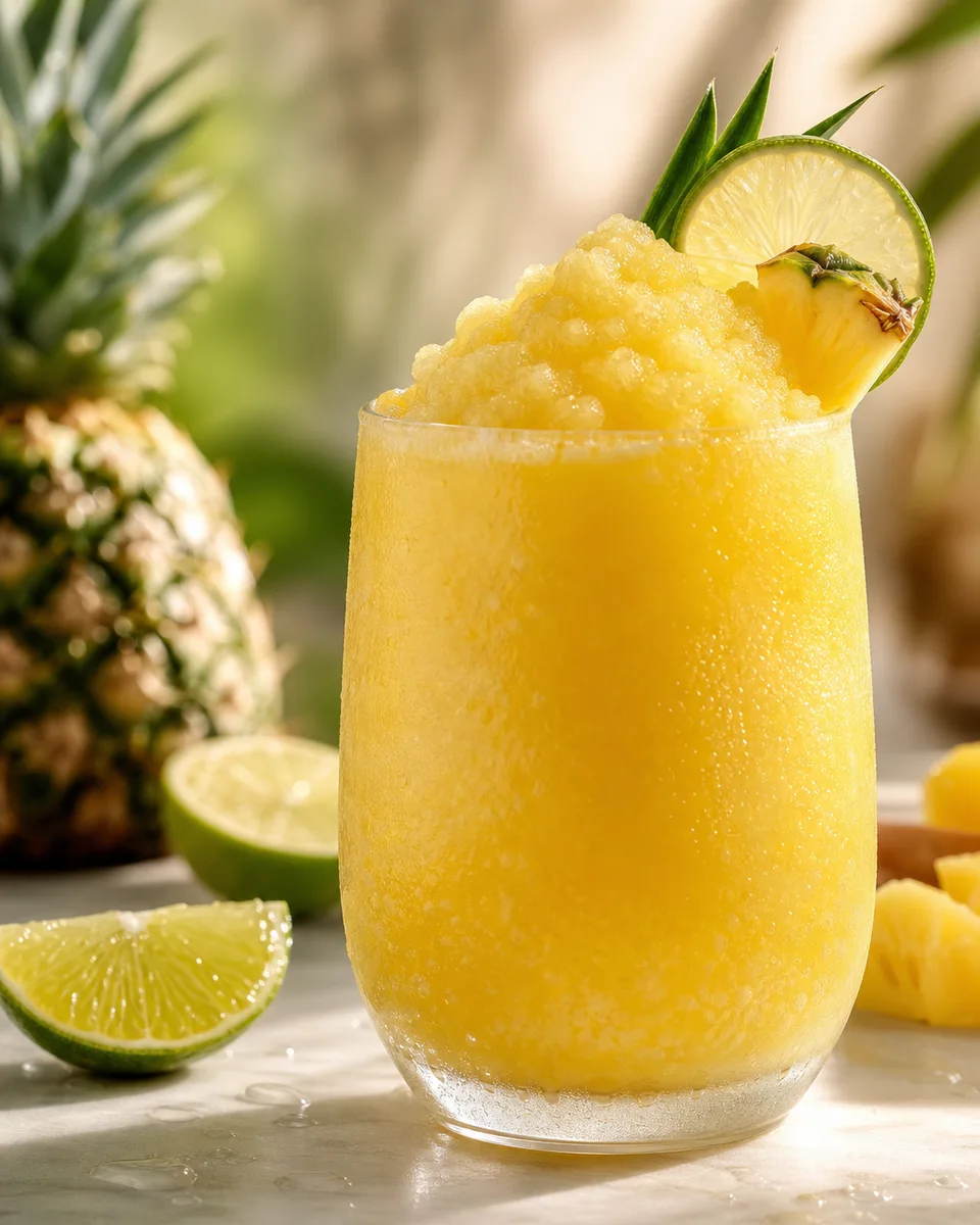 Pineapple Lime Tonic Slush served icy in a chilled glass