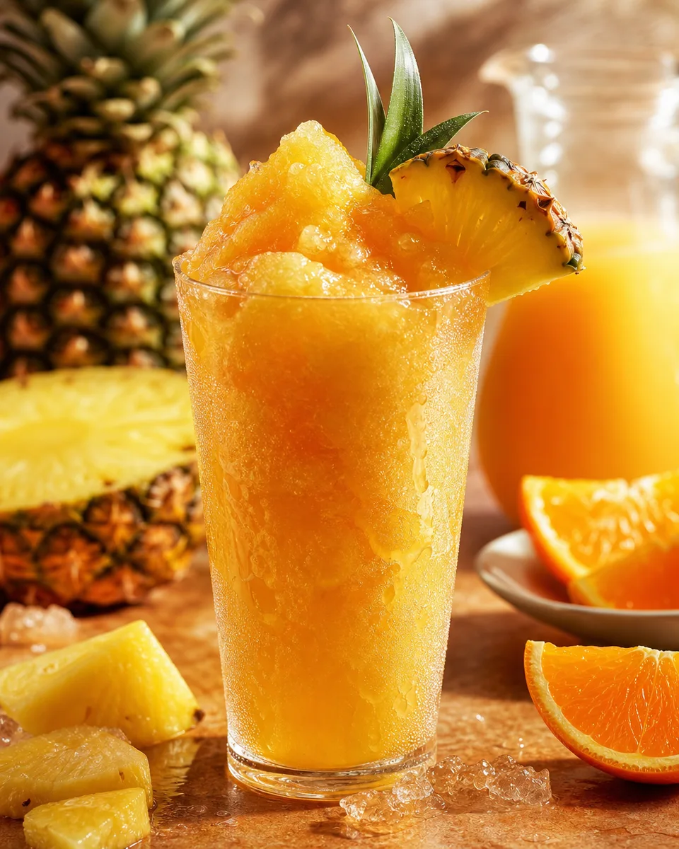 Pineapple Orange Fruit Punch Slush frozen slush drink