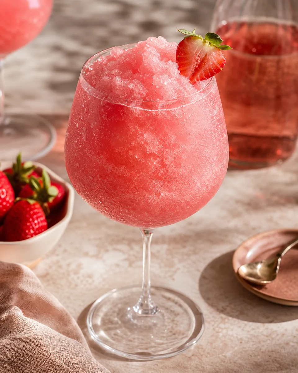 Rosy Sarti Spritz Slush served icy in a glass