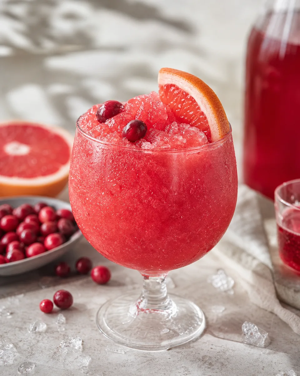 Sea Breeze Slush with cranberry and grapefruit in a chilled glass